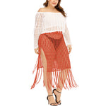 Hollow Lace-Up Tassel Knitted Skirts Wholesale Plus Size Clothing Beach Wearing