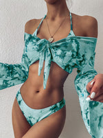 Womens Split Swimsuit Leopard Print Bikini Triangle & Shirts Cover Up 3pcs Swimwear Wholesale Vendors
