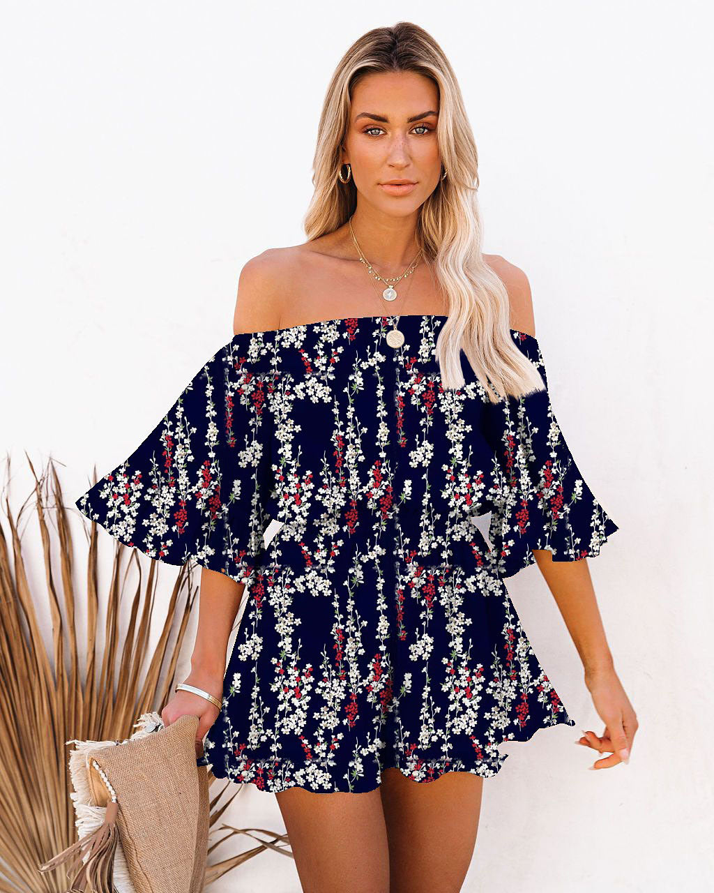 Flare Sleeve Off Shoulder Sexy Chiffon Rompers Wholesale Jumpsuits