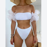 Tube Top Organza Sleeve 2pcs Bikini Sets Split Swimsuit Wholesale Womens Swimwear
