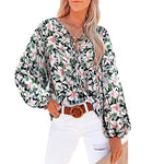 Floral Ruffled Long Sleeve Women Blouse Wholesale Tunic Tops