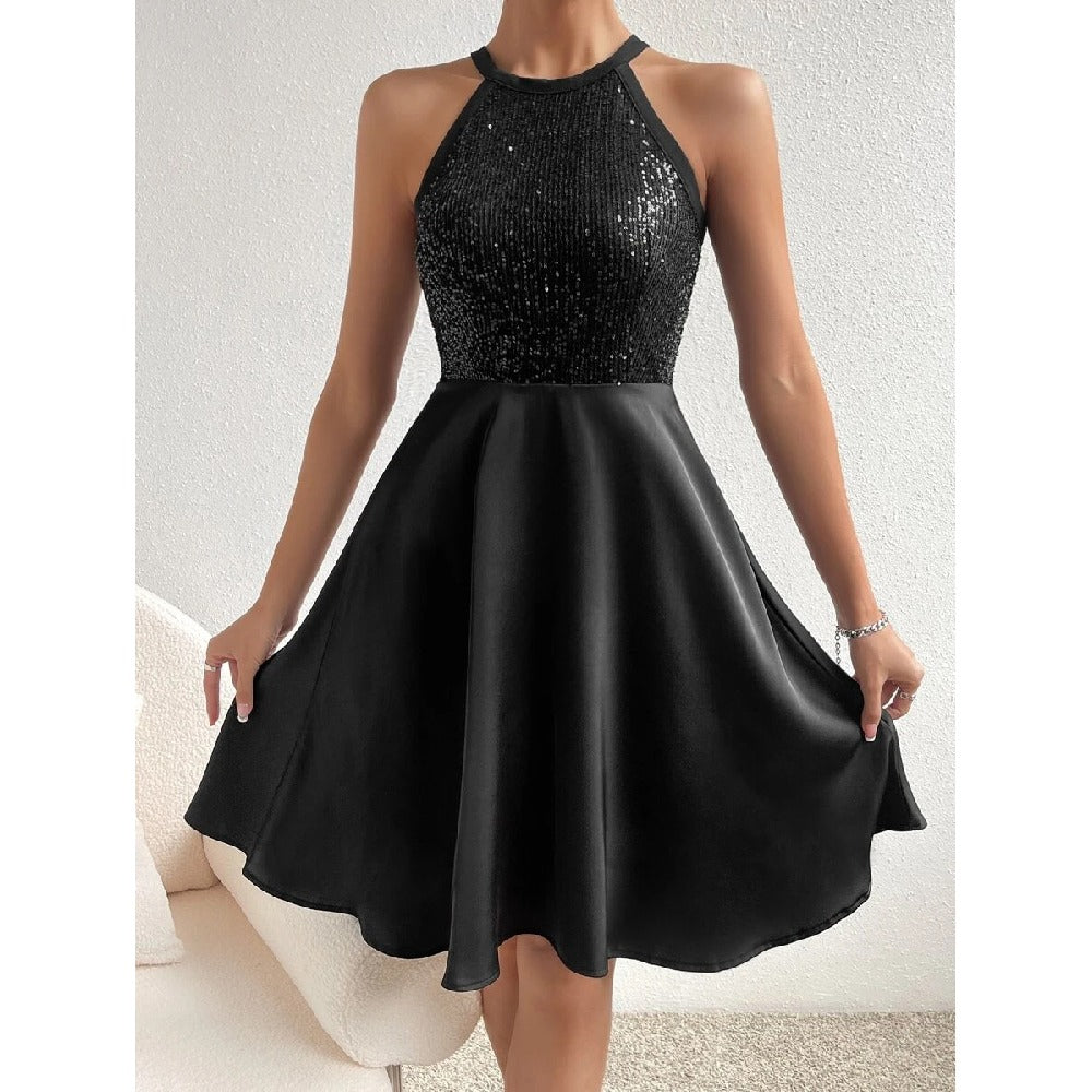 Sequin Stitching Sleeveless Slim Fashion Party Dress Wholesale Dresses