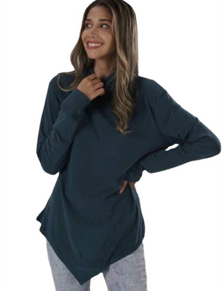 Solid Color Pile Collar Long Sleeve Tunic Top Wholesale Womens Tops