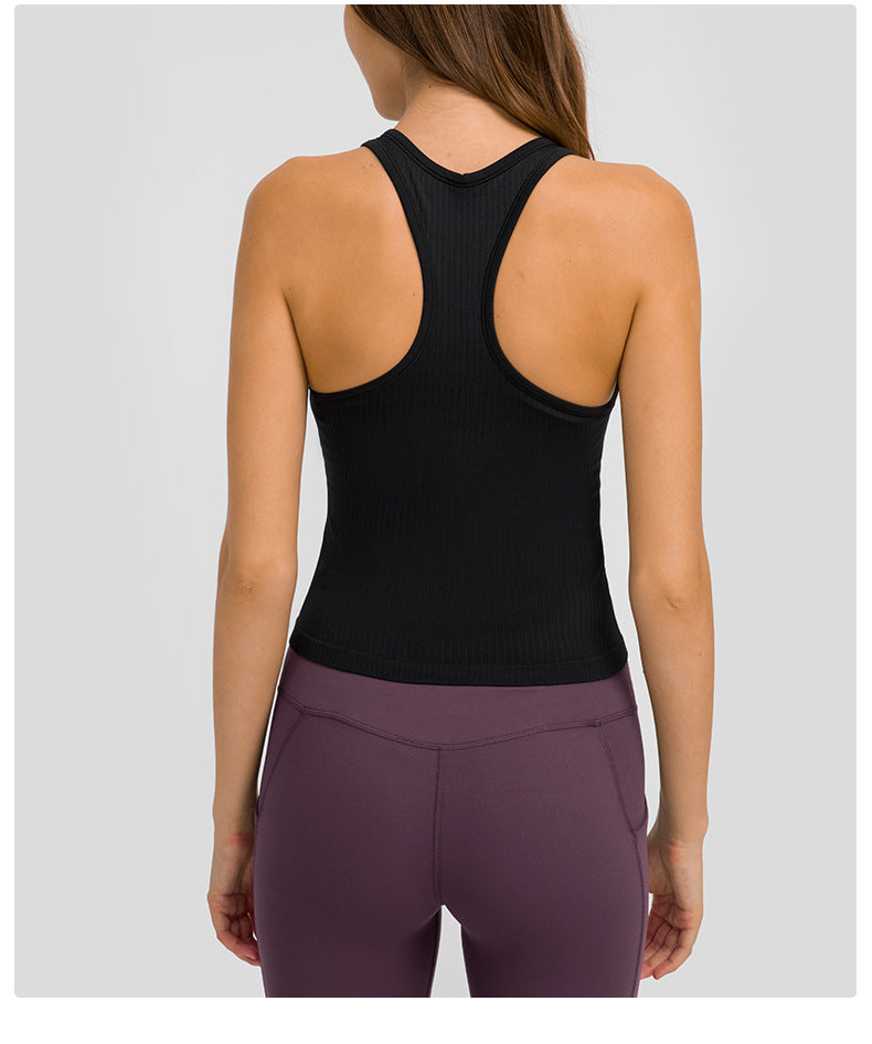 Sports Running Fitness Tank Top With Detachable Chest Pad Yoga Skinny Solid Color Wholesale Womens Activewear