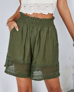 Solid Color Casual Fringe Lace Hollow Embroidery Bohemian Style Womens Shorts Wholesale