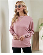 Fashion Button Dolman Sleeve Casual T-Shirt Wholesale Womens Tops