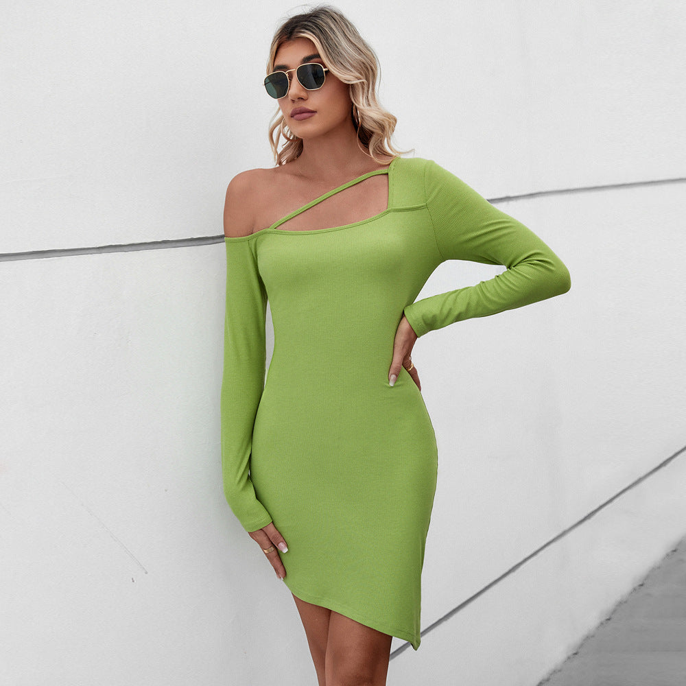 Sexy Strap Slim Irregular Hip Long Sleeve Bodycon Dress Wholesale Dresses SDN538018