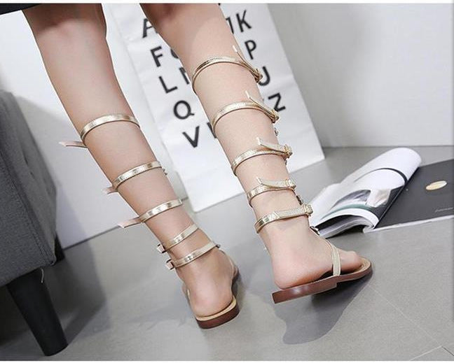 Women'S Rhinestone Tall Sandal Flat Sandals Wholesale Shoes