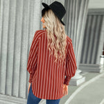Fashion Striped Shirt Casual Blouse Wholesale Women Tops