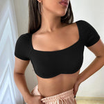 Solid Color Fashion Slim Fit Kniting Sexy Womens Top Wholesale Crop Tops