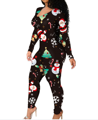 Xmas Skinny Wholesale Long Sleeve Women Jumpsuit