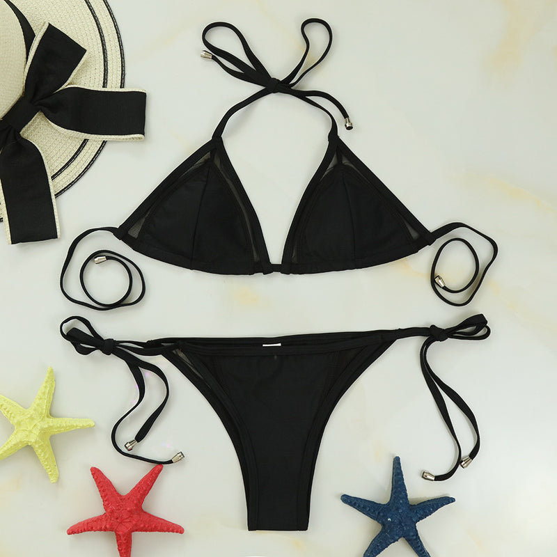 Split Swimsuits Colorblock Print 2pcs Sets Lace-Up Mini Bikini Sexy Womens Swimwear Wholesale Vendors
