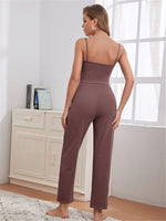Soft Waffle-Knit Sling Tops & Trousers Pajama 3pcs Sets Women'S Loungewear Wholesale Vendors
