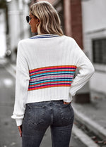 Casual V Neck Long Sleeve Splice Slim Wholesale Sweaters