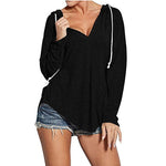 Solid Color Casual Long Sleeves Hooded Sweatshirt Wholesale Womens Tops