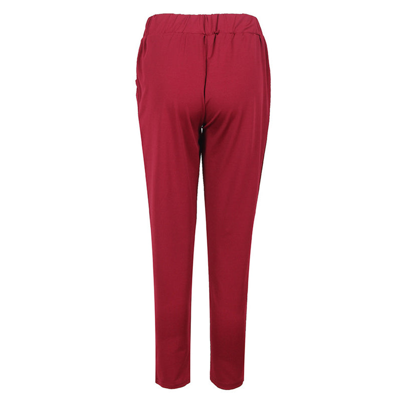 Solid Color Slim Fit Women Curvy Pants Wholesale Plus Size Clothing