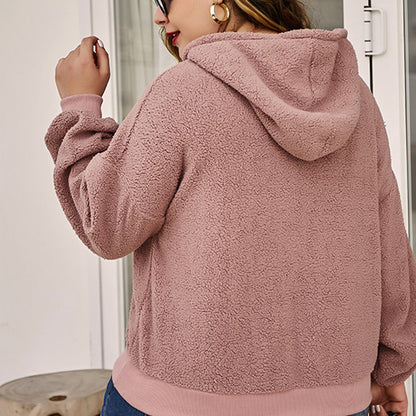 Casual Single-Sided Fleece Loose Hoodie Sweatshirt Wholesale Plus Size Clothing