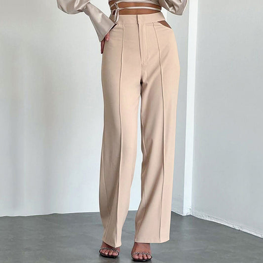 High Waist Sexy Hollow Straight-Leg Trousers Wholesale Pants