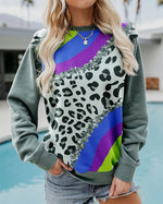 Bottoming Leopard Print Long-Sleeved Sweatshirts Wholesle Womens Tops