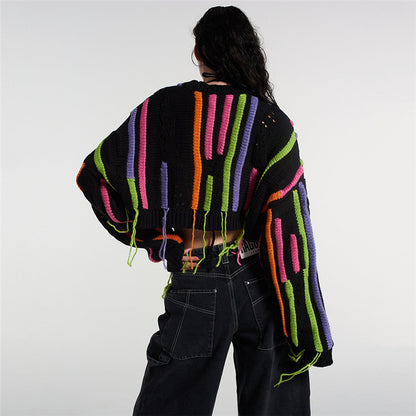 Fashion Colorful Fringe Casual Cropped Sweater Wholesale Womens Tops