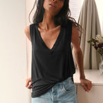 Solid Color Sleeveless V Neck Casual Loose Wholesale Tank Tops Summer