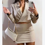 Short Suit Jackets & High Waist Bag Hip Skirts Solid ColorBusiness Casual Suits Wholesale 2 Piece Women'S