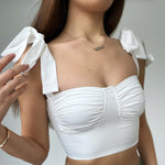 Sexy Low Cut Vest Solid Color Double Shoulder Lace-Up Wholesale Crop Tops