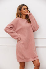 Long Sleeve Casual Furry Women Solid Color Nightdress Wholesale Loungewear