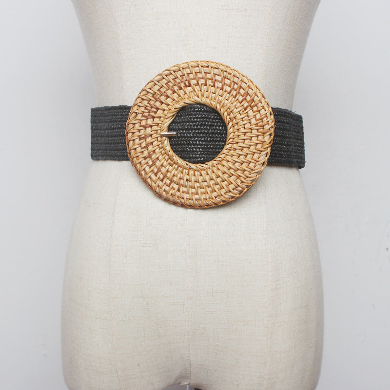 Bohemia Braided Wide Waist Belt Large Ring Wholesale Ladies Belts