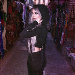Dark Gothic Style Hooded Trendy Long-Sleeved Cool Sweatshirt Crop Tops Wholesale Women Tops