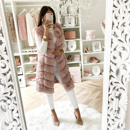 Faux Fur Sleeveless Coat Fuzzy Thicken Solid Color Wholesale Clothing For Women