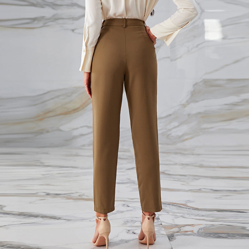 Solid Color Women Business Cropped Trouser Wholesale Pants