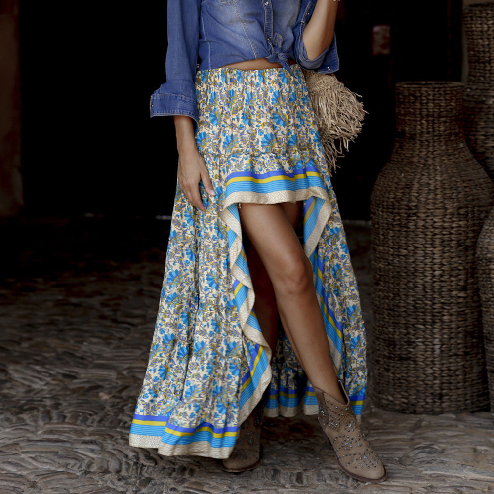 Ethnic Style Print Holiday Bohemian Swing Skirt Wholesale Skirts