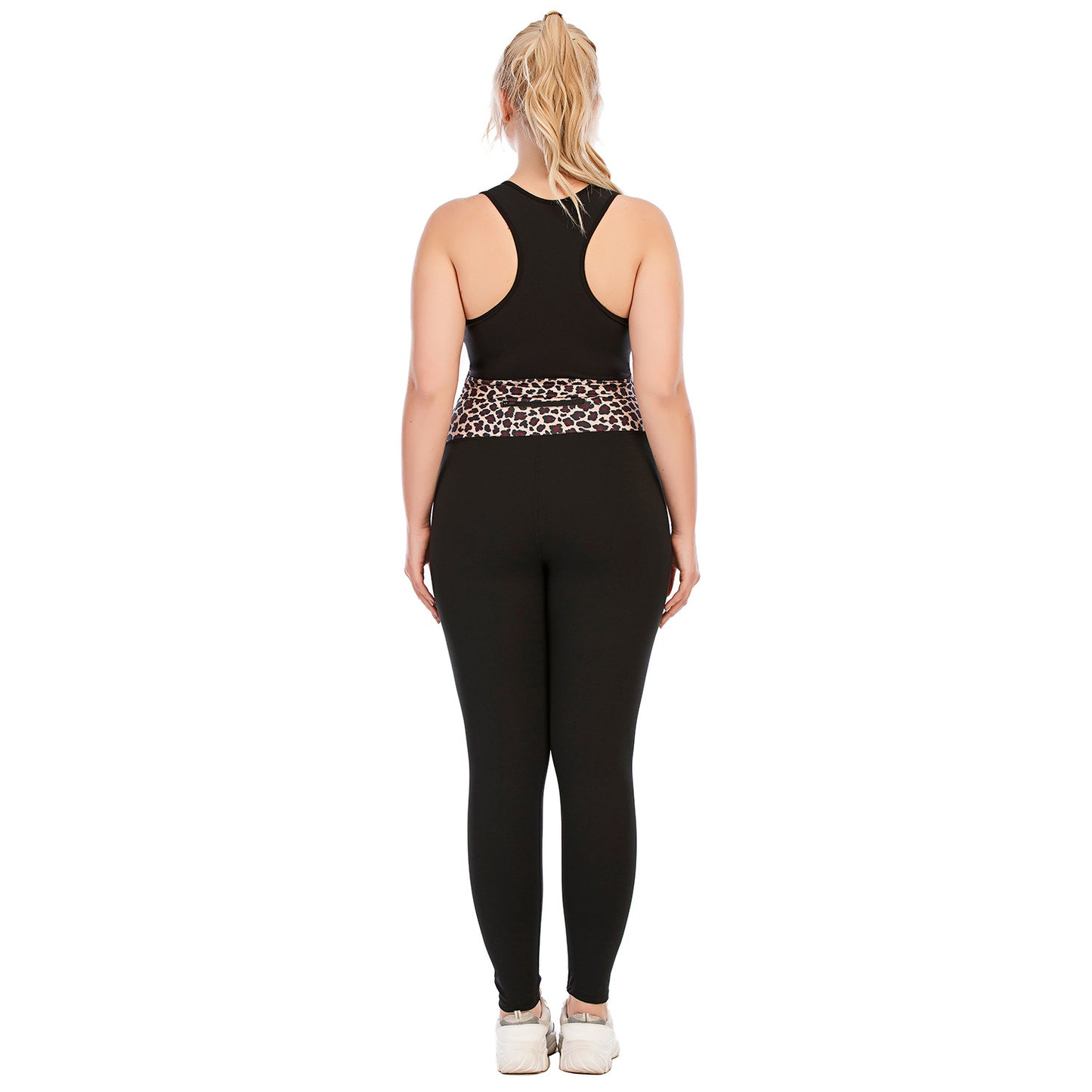 Curvy Fitness Yoga Suits Leopard Print Cutout Sport Bra & Leggings Workout Clothes Plus Size Two Piece Sets Wholesale