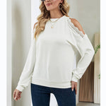 Fashion T-Shirt Lace Leaky Shoulder Blouse Wholesale Womens Tops
