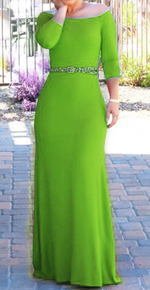 Solid Color High Waist Long Sleeve Strapless Long Dress Wholesale Maxi Dresses