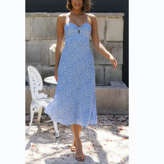 Printing Strap Mid-Length Slim Fit Sexy Chiffon Dress Wholesale Dresses