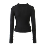 Lapel Bead Knitted Cardigan Long-Sleeved Sweater Wholesale Womens Tops