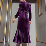 Long Sleeve Slim Elegant Velvet Dress Wholesale Dresses