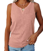 V-Neck Solid Color Sleeveless Loose Womens Vests Casual Summer Wholesale Tank Tops