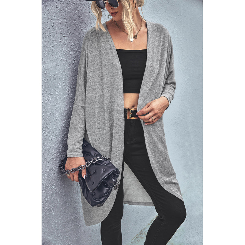 Solid Color Dropped Sleeve Knit Outerwear Wholesale Cardigan
