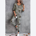 Leopard Print Long-Sleeve T-Shirts & Pants Wholesale Women'S 2 Piece Sets