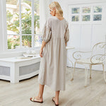 Plain Color Bubble Sleeve V Neck Wholesale Oversize Dresses Summer