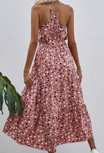 Halterneck Polka Dot Print Sleeveless Irregular Hem Tie-Up Swing Ruffle Dress Resort Casual Wholesale Dresses
