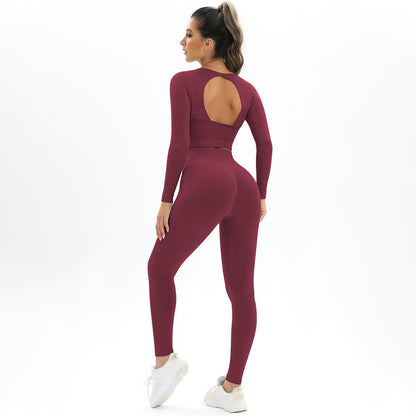 Knit Backless Short Tops & Leggings Seamless Yoga Suits Wholesale Activewear Sets