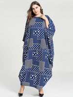 Casual Print Bat Sleeve Loose Maxi Dress Wholesale Plus Size Clothing