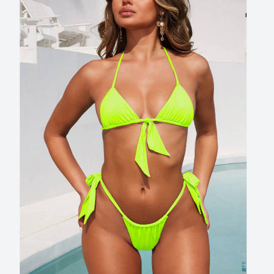 Lace-Up Split Swimsuit Wholesale Womens Swimwear Simple 2pcs Mini Bikini Sets