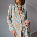 Printed Long-Sleeve Shirts & Pants Satin Suits Wholesale Women'S 2 Piece Sets