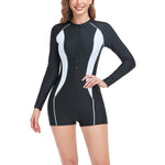 Sun Protection Long Sleeve Zip Boxer One-Piece Swimsuit Wholesale Women'S Clothing