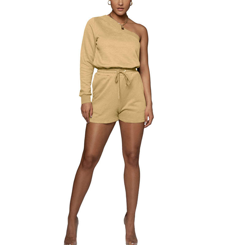 Slash Neck Sweatshirt + Shorts Sweatsuit Set Wholesale Activewear Sets
